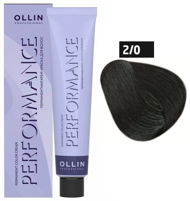 OLLIN PERFORMANCE 2/0 черный 60мл Перманентная крем-краска для волос
