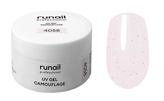 RuNail Камуфлирующий УФ-гель (цвет: серебристый фарфор), 15 г