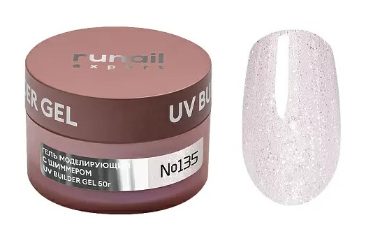 RuNail Expert Гель моделирующий с шиммером UV BUILDER GEL №135, 50г банка