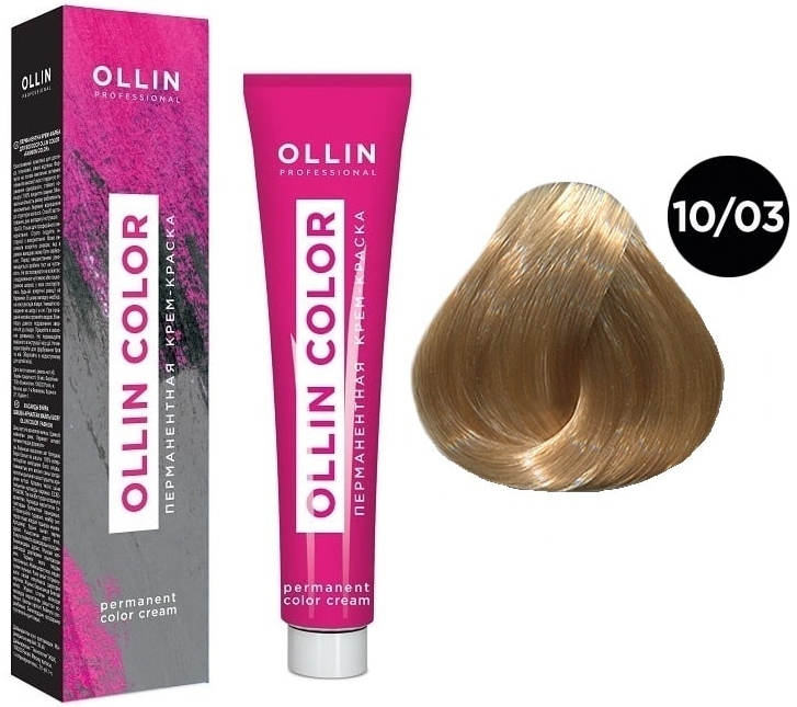 OLLIN COLOR 10/03 светлый блондин прозрачно-золотистый 60мл Перманентная крем-краска для волос