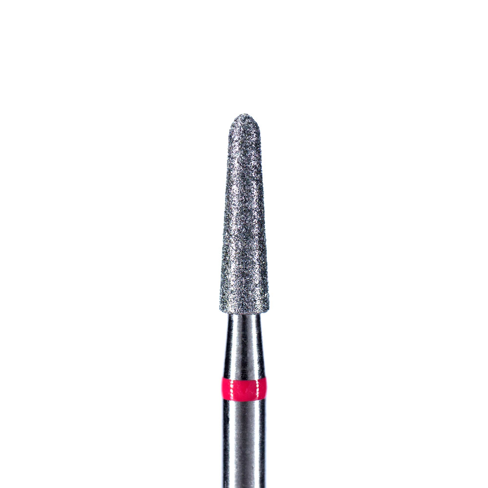 Фреза Алмазная Конус закругленный тонкой зернистости Кристалл Nails d.2.5 (красная насечка)