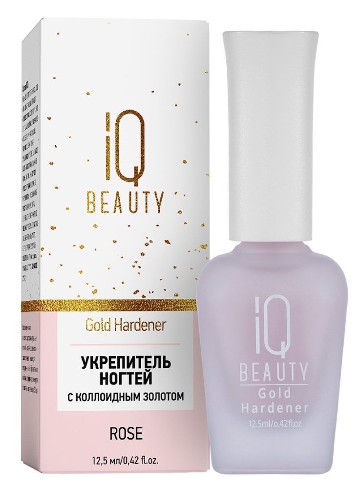 IQ BEAUTY Укрепитель с коллоидным золотом Gold Hardener/для ослабленных и ломких ногтей,12.5 мл Rose