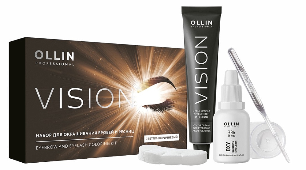 OLLIN VISION SET светло-коричневый Крем-краска для бровей и ресниц 20мл (в наборе)