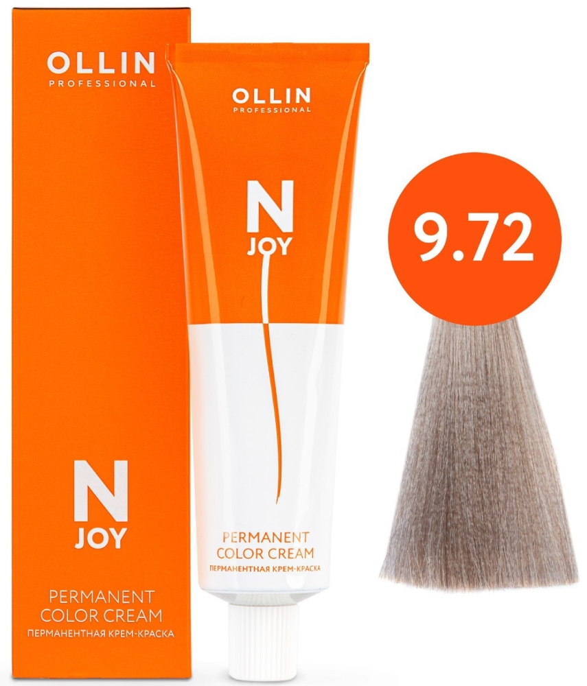 OLLIN "N-JOY" 9/72 – блондин коричнево-фиолетовый, перманентная крем-краска для волос 100мл