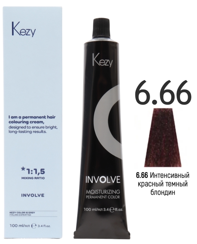 KEZY Involve color 6.66 Темный блондин красный интенсивный 100 мл.