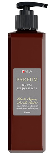 MILV Парфюмированный крем для рук и тела «Black Pepper, Neroli, Amber» 250 мл.