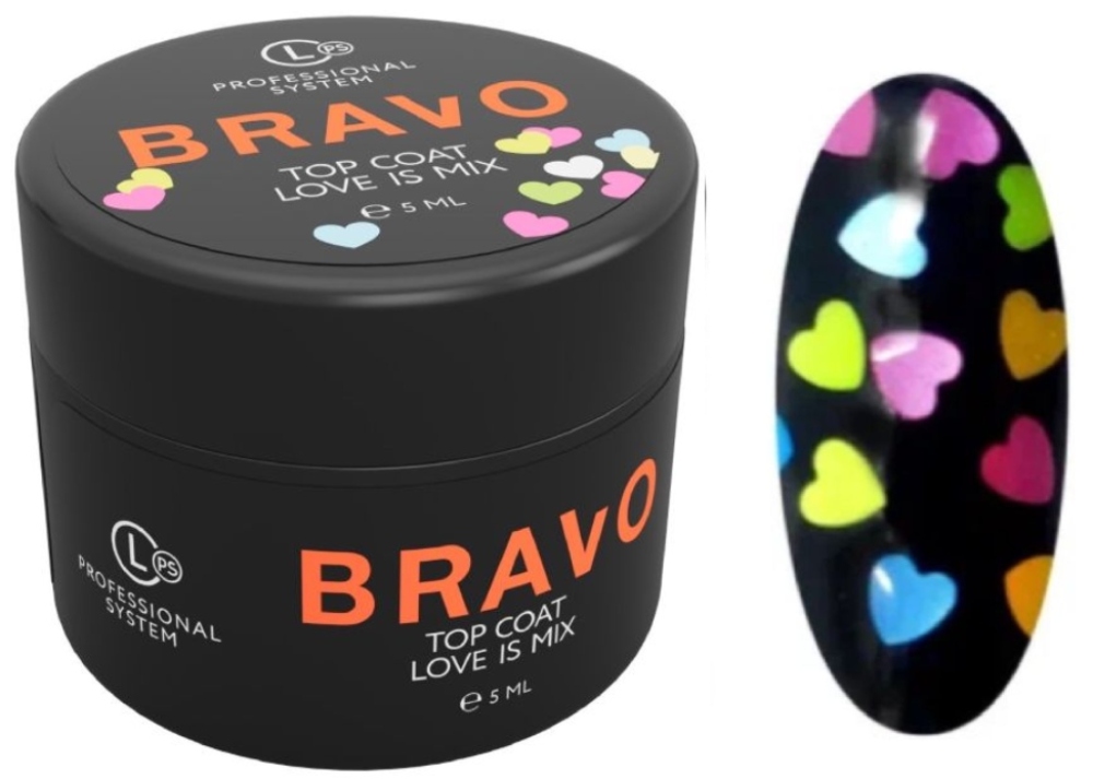 Bravo Верхнее покрытие без липкого слоя Love is MIX 5 мл