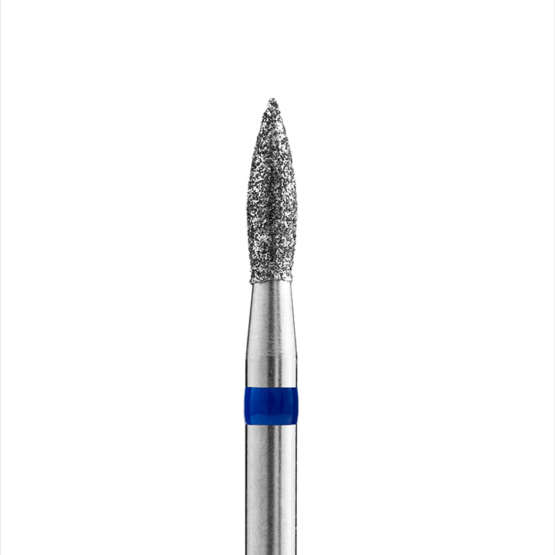 Фреза Алмазная Пламя острое Кристалл Nails d.2.3 L080 (синяя насечка) средняя 