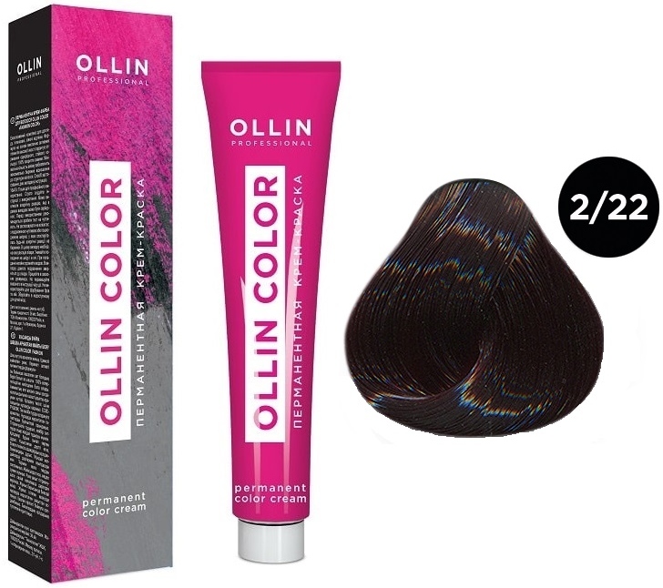 OLLIN COLOR  2/22 черный фиолетовый 100 мл Перманентная крем-краска для волос