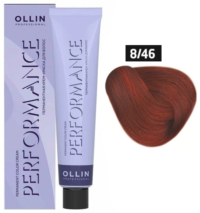 OLLIN PERFORMANCE 8/46 светло-русый медно-красный 60мл Перманентная крем-краска для волос