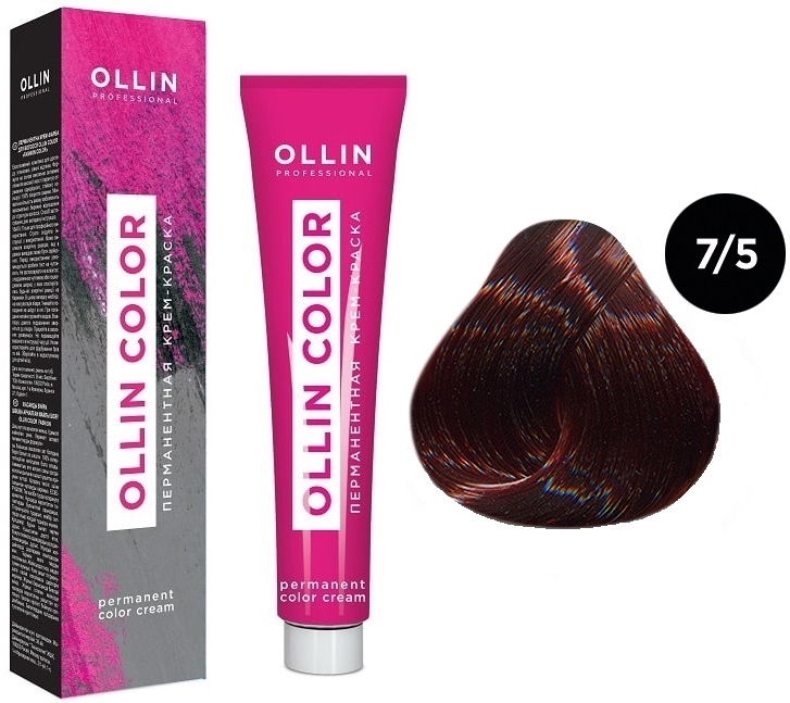 OLLIN COLOR  7/5 русый махагоновый 100 мл Перманентная крем-краска для волос