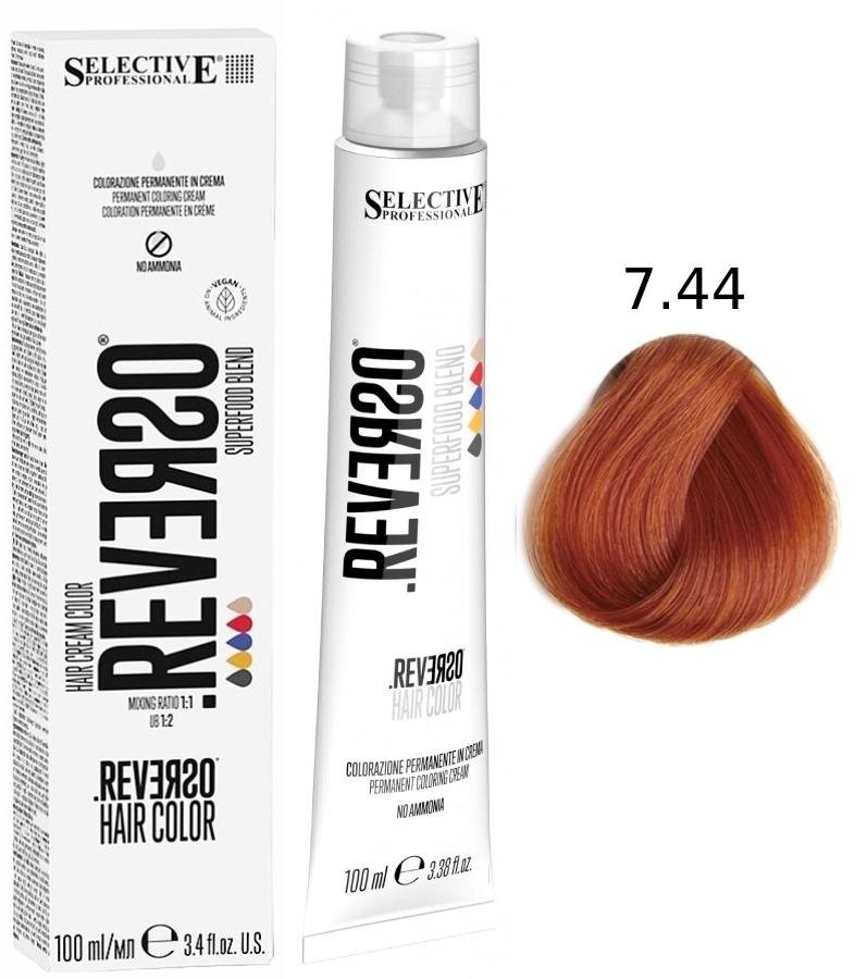 SELECTIVE Reverso Hair Color 7.44 Блондин медный интенсивный