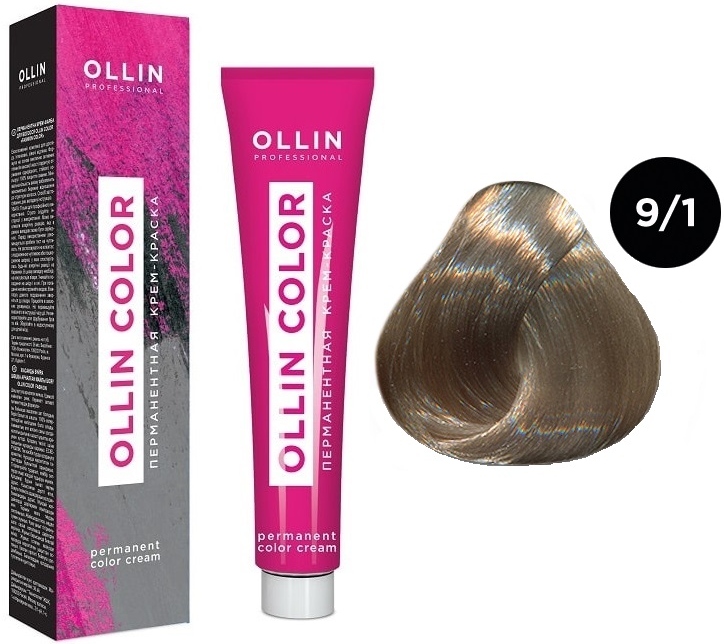 OLLIN COLOR  9/1 блондин пепельный 60мл Перманентная крем-краска для волос