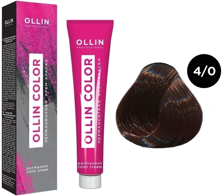 OLLIN COLOR  4/0 шатен 60мл Перманентная крем-краска для волос