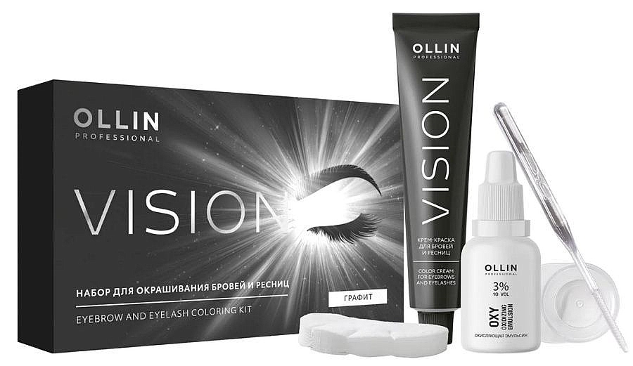 OLLIN VISION SET graphite (графит) Крем-краска для бровей и ресниц 20мл (в наборе)