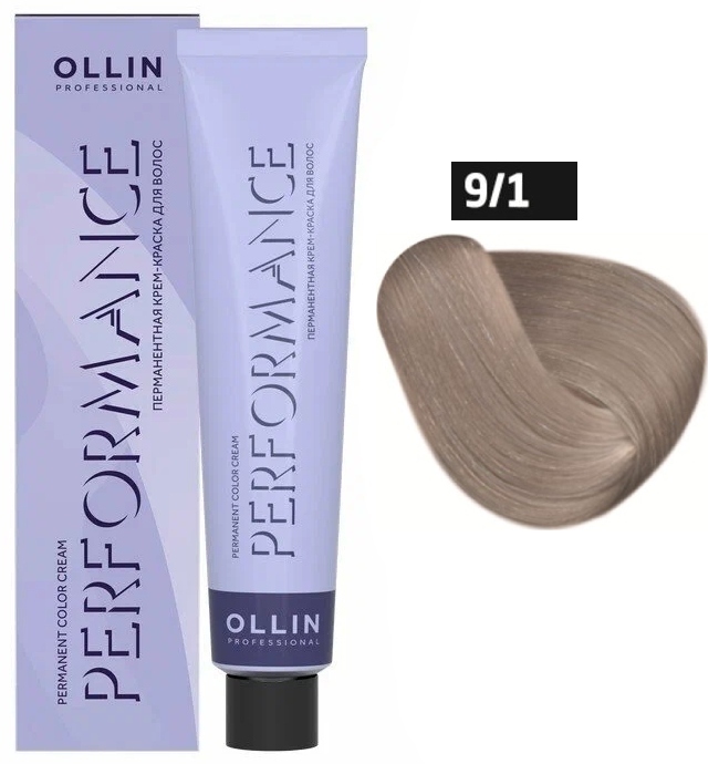 OLLIN PERFORMANCE 9/1 блондин пепельный 60мл Перманентная крем-краска для волос