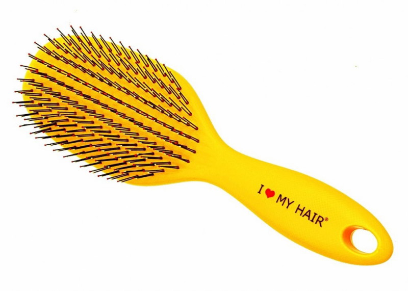 I Love My Hair SPIDER Щетка массажная желтая, пластик, для расчесывания мокрых и запутанных волос