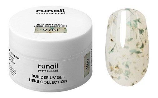RuNail Моделирующий УФ-гель c сухоцветами BUILDER UV GEL HERB COLLECTION, 15г №9981