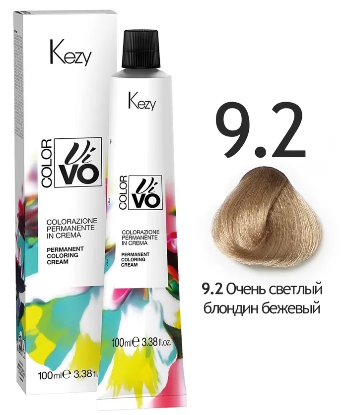 KEZY Color Vivo Крем-краска 9.2 Очень светлый блондин бежевый, 100 мл.