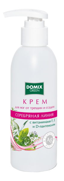 DOMIX Крем для ног От трещин и ссадин с наносеребром, 200мл