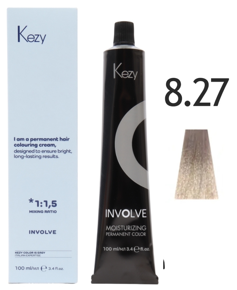 Involve KEZY Крем-краска 8.27 Светлый блондин бежево-фиолетовый «Серебро», 100 мл.