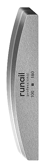 RuNail Шлифовщик двухсторонний для ногтей (серый, полукруглый, 100/180)