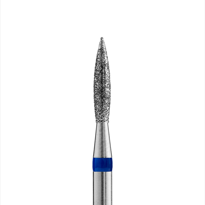 Фреза Алмазная Пламя острое Кристалл Nails d.2.1 (синяя насечка) ДРЧ 10мм