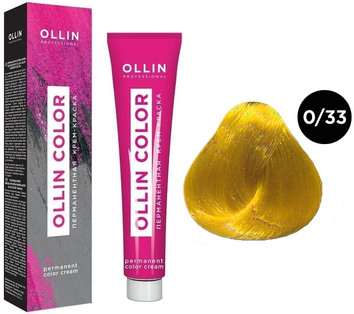 OLLIN COLOR   0/33 корректор желтый 100 мл Перманентная крем-краска для волос