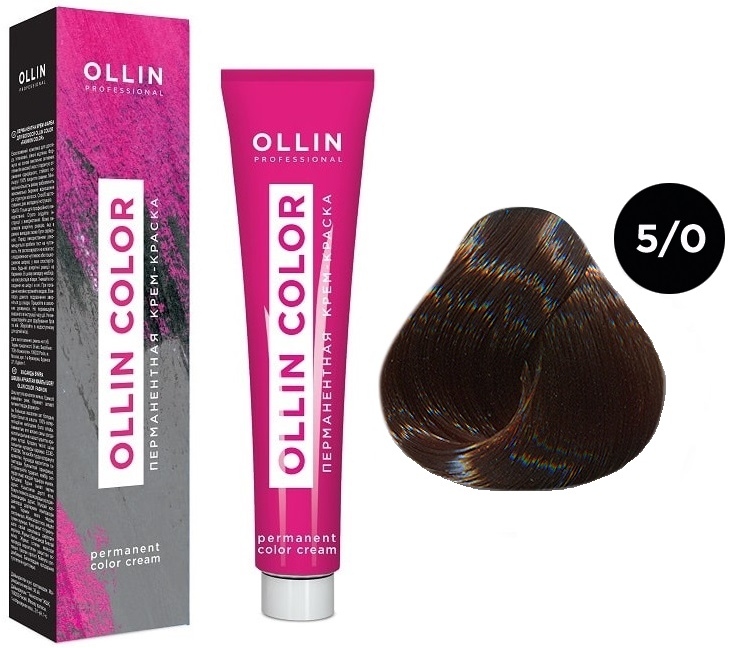 OLLIN COLOR  5/0 светлый шатен 100 мл Перманентная крем-краска для волос