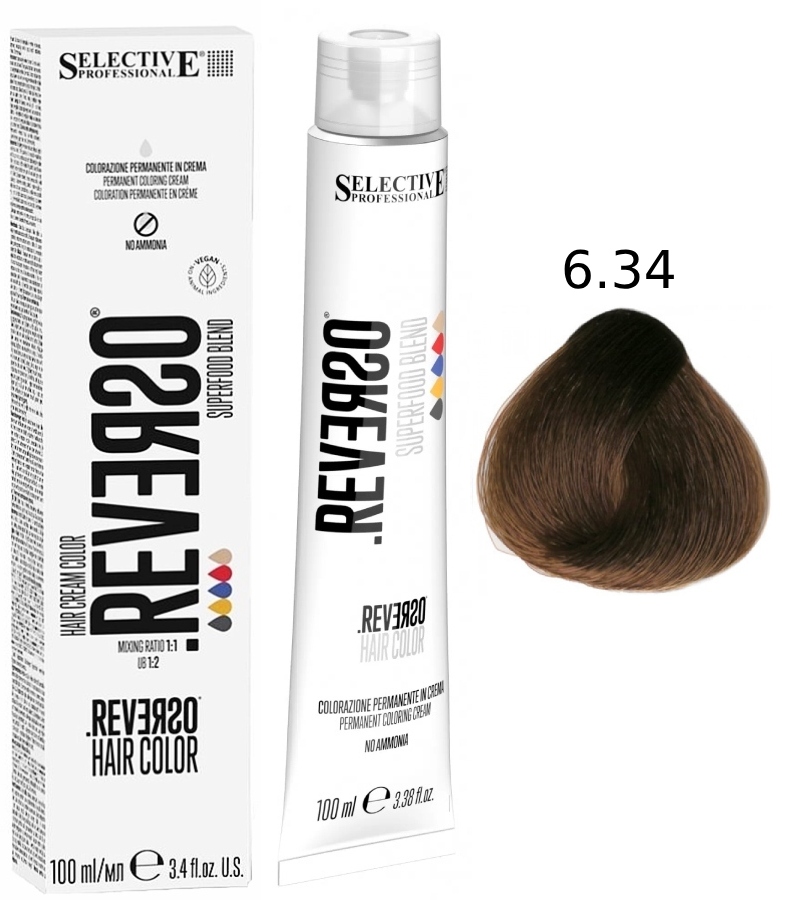 SELECTIVE Reverso Hair Color 6.34 Темный блондин золотисто-медный