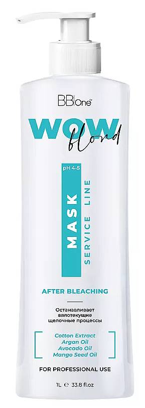 BB One WOW BLOND After Bleaching Восстанавливающая маска после обесцвечивания 1000 мл + дозатор