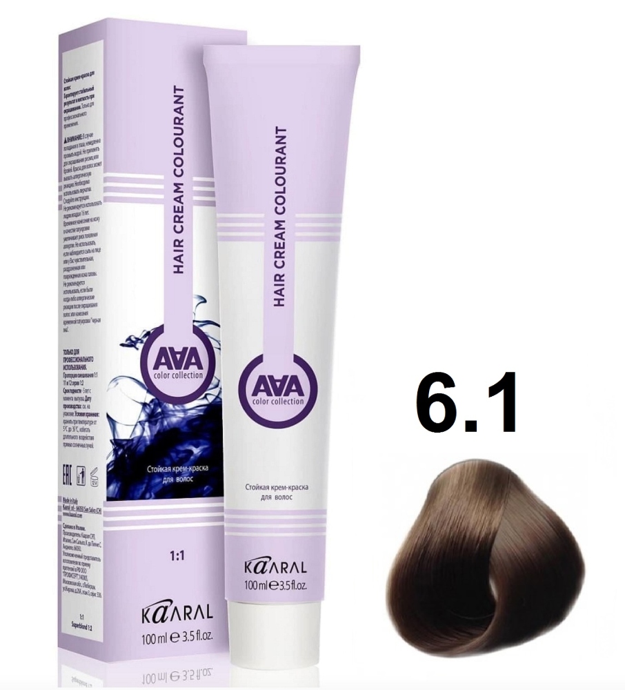 KAARAL AAA Hair crem colorant 6.1 темно-пепельный блондин 100мл