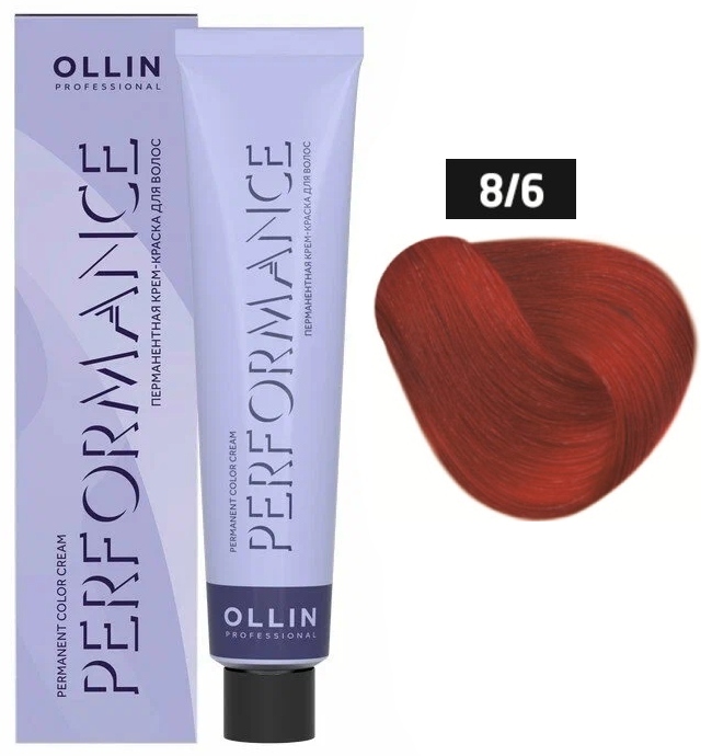 OLLIN PERFORMANCE 8/6 светло-русый красный 60мл Перманентная крем-краска для волос