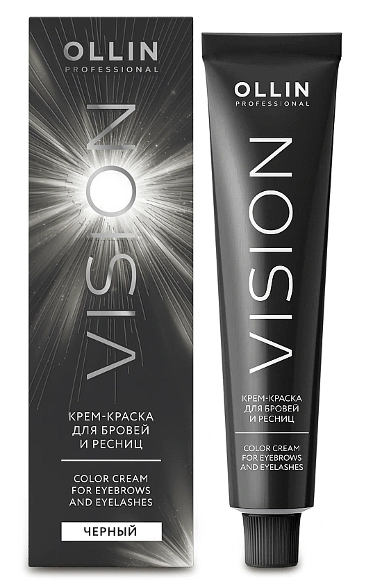 OLLIN VISION черный (black) Крем-краска для бровей и ресниц 20мл+салфетки п/ресницы 15пар/уп