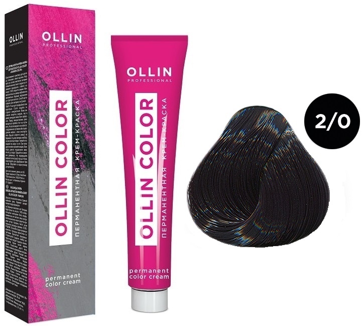 OLLIN COLOR  2/0 черный 60мл Перманентная крем-краска для волос