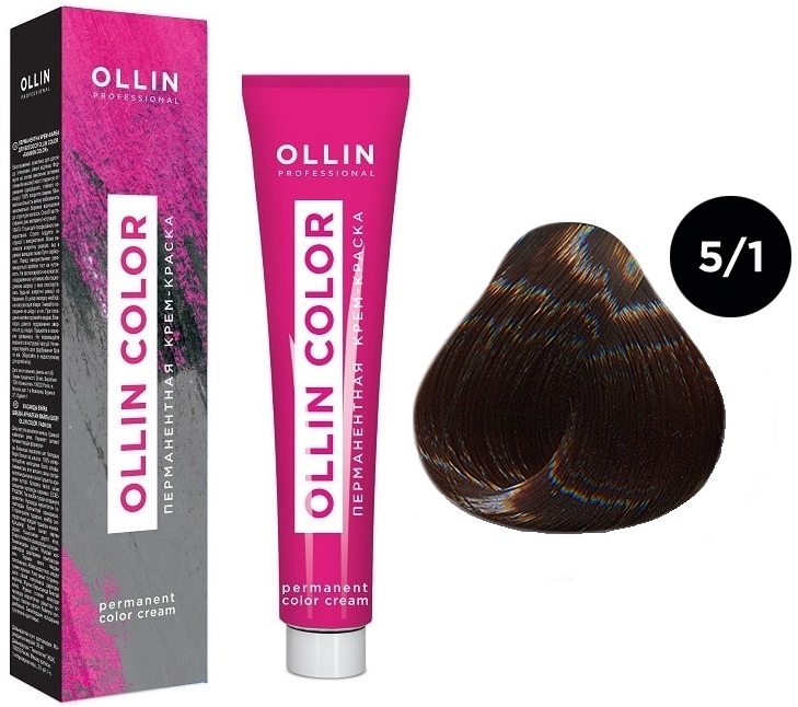 OLLIN COLOR  5/1 светлый шатен пепельный 100 мл Перманентная крем-краска для волос