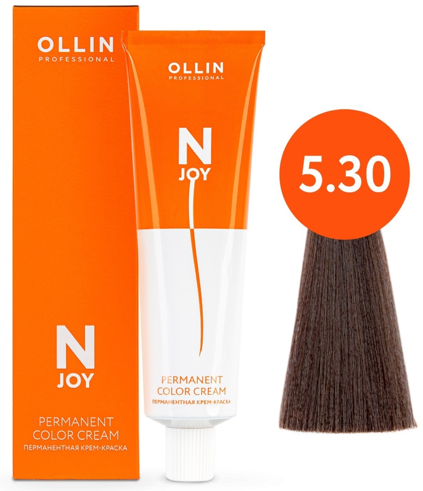 OLLIN "N-JOY" 5/30 – светлый шатен золотистый, перманентная крем-краска для волос 100мл
