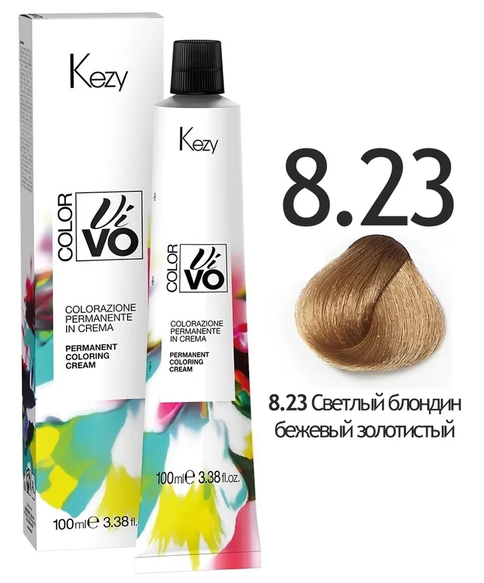 KEZY Color Vivo Крем-краска 8.23 Светлый блондин бежевый золотистый, 100 мл.