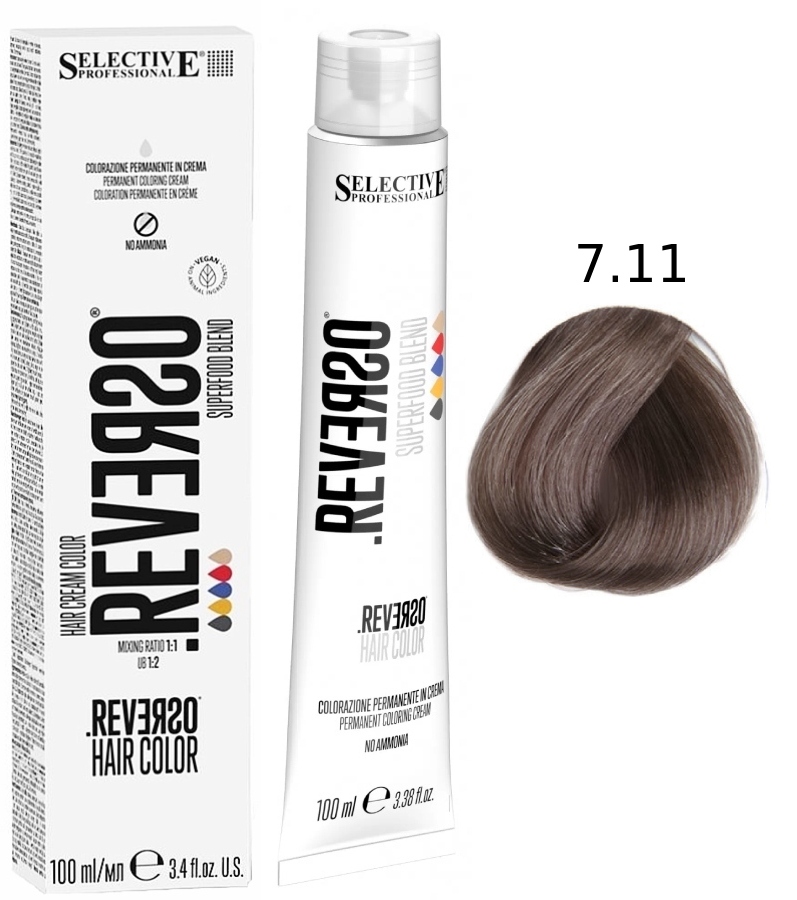 SELECTIVE Reverso Hair Color 7.11 Блондин пепельный интенсивный