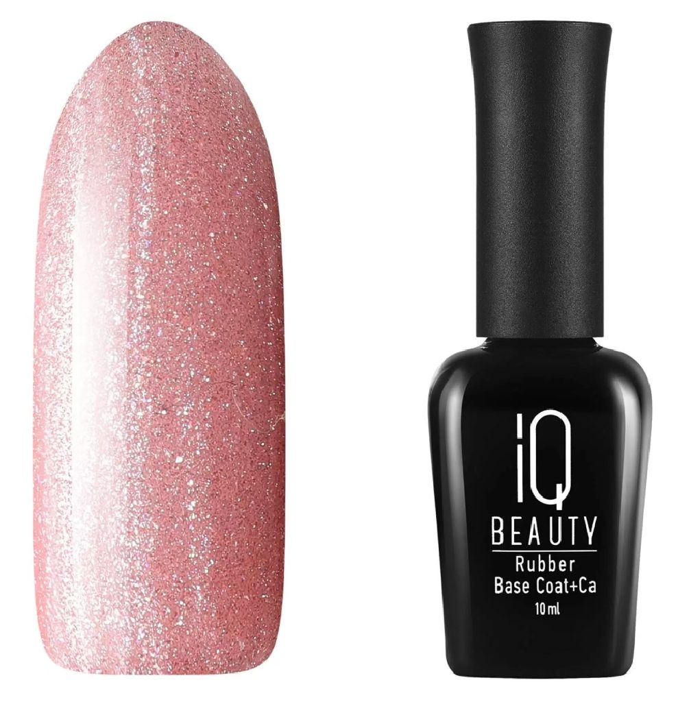 IQ BEAUTY Базовое камуфл.покрытие каучуковое с кальцием Rubber Base 17 с шиммером Sparkle allure10мл