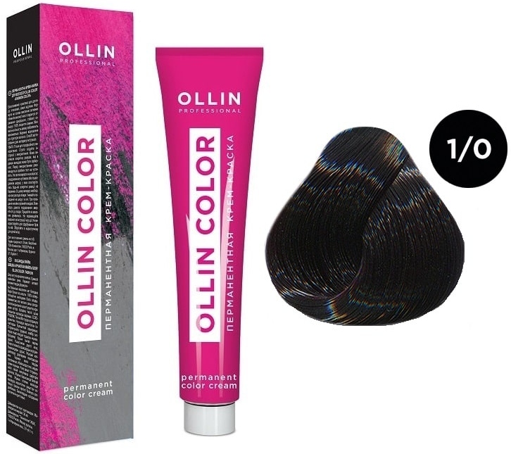 OLLIN COLOR  1/0 иссиня-черный 100 мл Перманентная крем-краска для волос