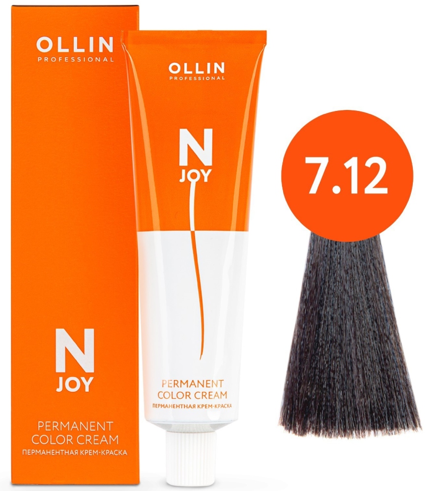 OLLIN "N-JOY" 7/12 – русый пепельно-фиолетовый, перманентная крем-краска для волос 100мл