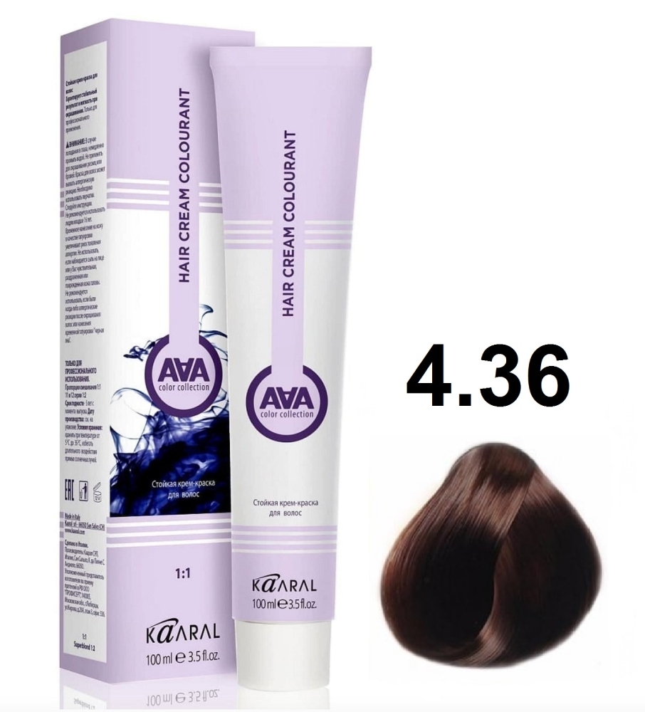 KAARAL AAA Hair crem colorant 4.36 золотисто-красный каштан 100мл