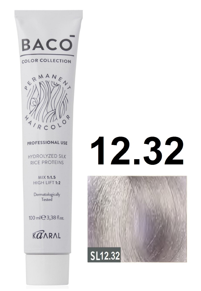KAARAL Baco color 12.32 экстра светлый золотисто-фиолетовый блондин 100 мл