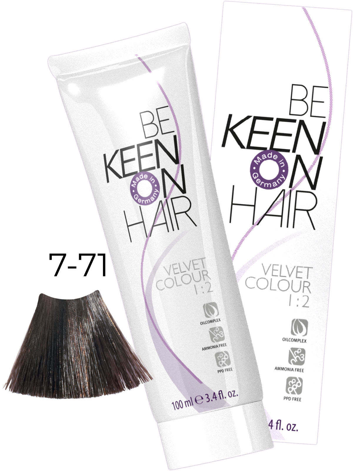 KEEN VELVET COLOUR 7.71 Кораллово-коричневый/ Mittelblond Braun-Asch, 100 мл, без аммиака