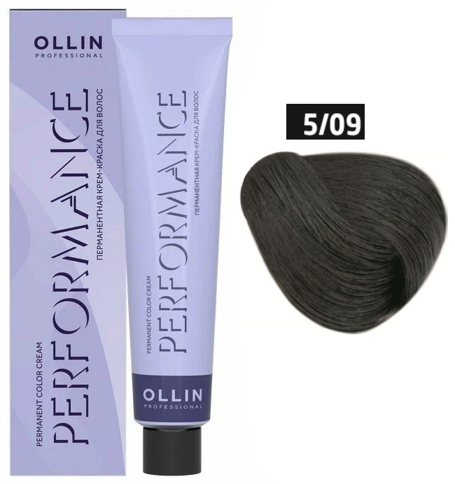 OLLIN PERFORMANCE 5/09 светлый шатен прозрачно-зеленый 60мл Перманентная крем-краска для волос