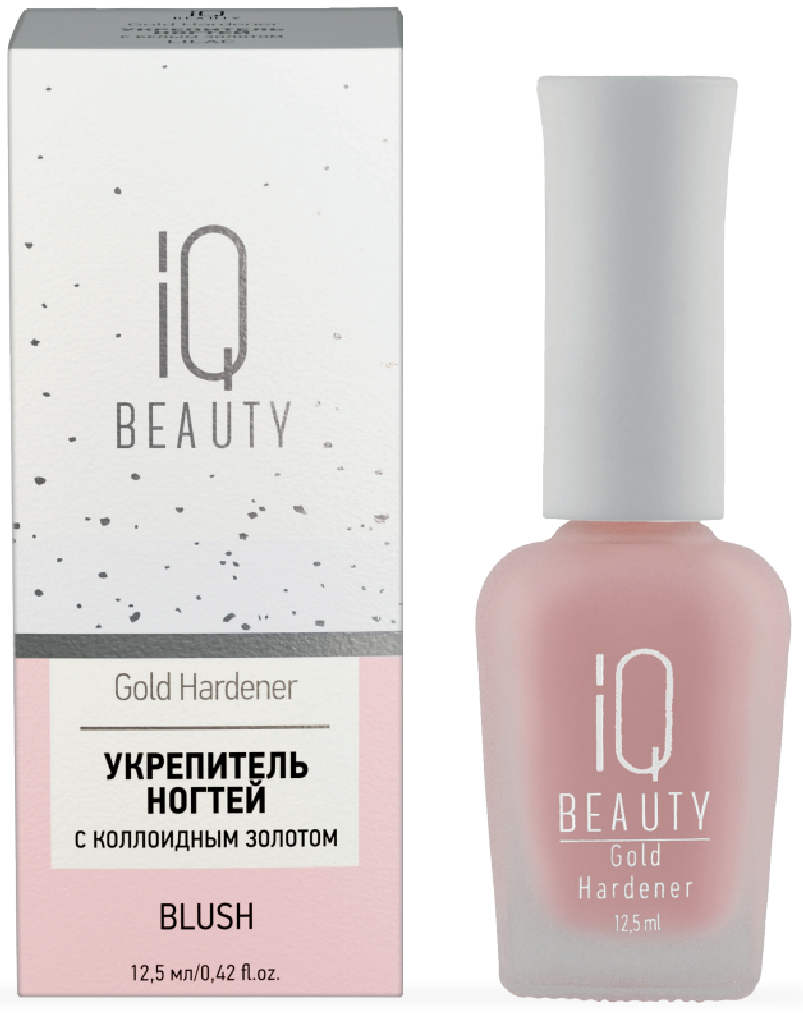 IQ BEAUTY Укрепитель с коллоидным золотом Gold Hardener для ослабленных и ломких ногтей,12.5 мл Blush
