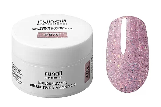 RuNail Моделирующий УФ-гель светоотражающий BUILDER UV GEL REFLECTIVE DIAMOND 2.0, 15г №9879