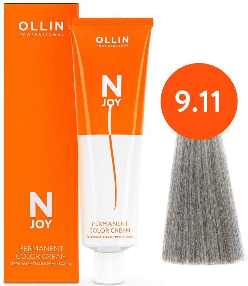 OLLIN "N-JOY" 9/11 – блондин интенсивно-пепельный, перманентная крем-краска для волос 100мл