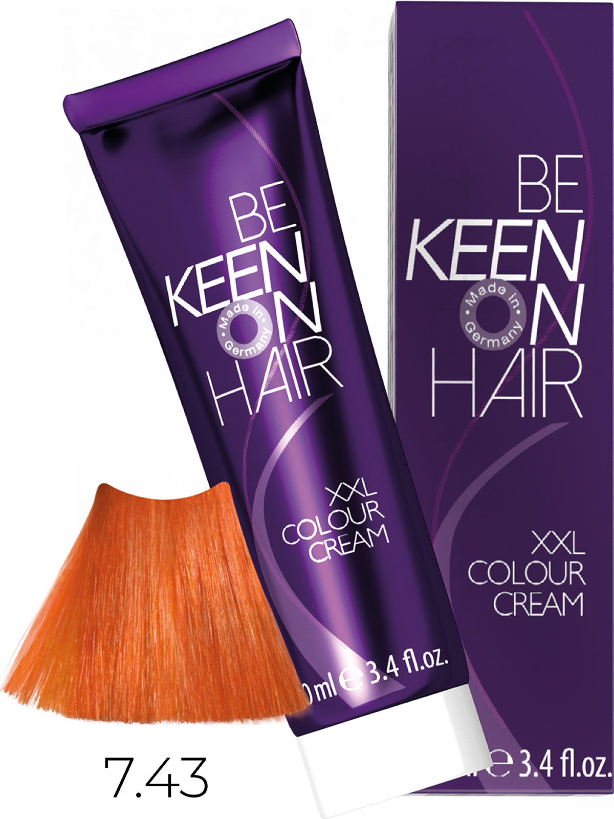 KEEN COLOUR CREAM 7.43 Натуральный медно-золотистый блондин/ Mittelblond Kupfer-Gold, 100 мл